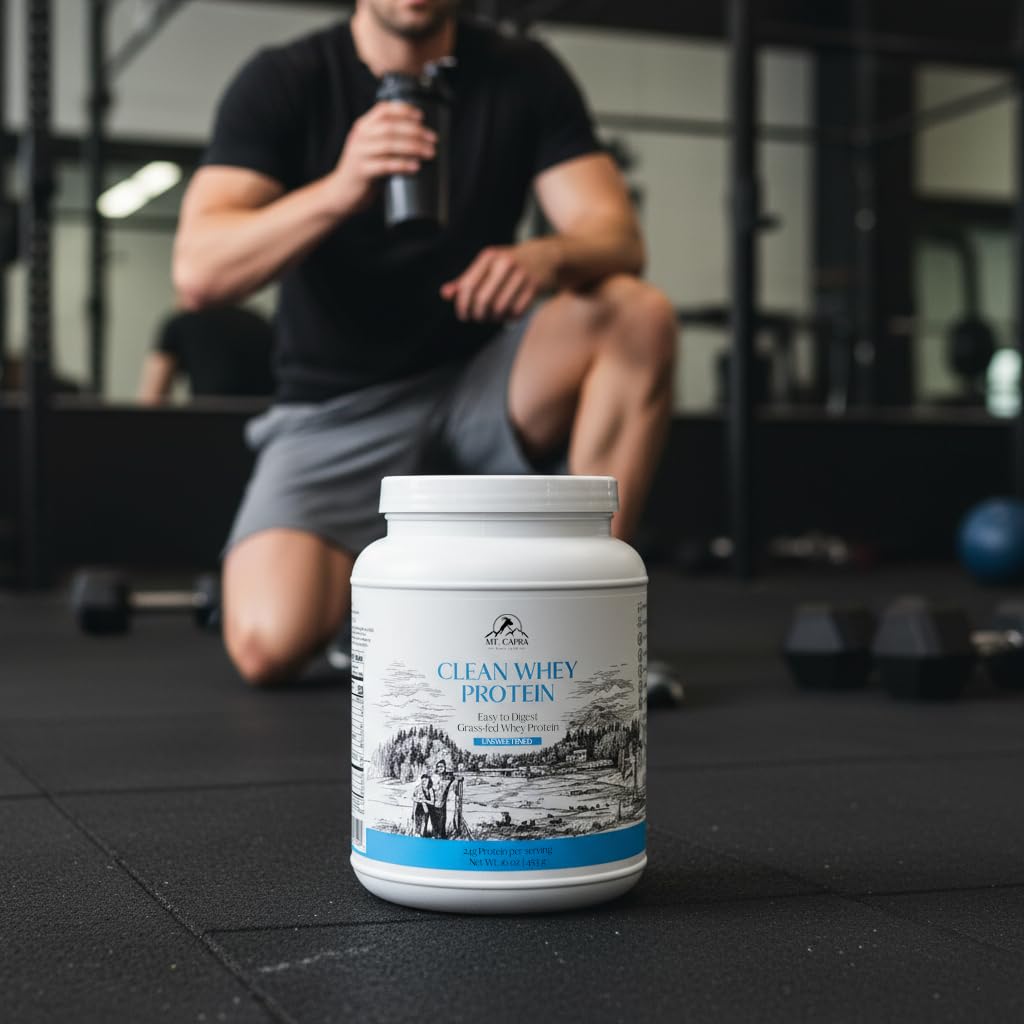 Mt. Capra Clean Whey Protein | Grass-Fed Undenatured Goat Whey Protein Powder | 24 g Protein Per Serving, All Natural, Non-GMO, High in Branch Chain Amino Acids | Unsweetened | 15 Servings - 16 oz MT. CAPRA SINCE 1928 uk supplements