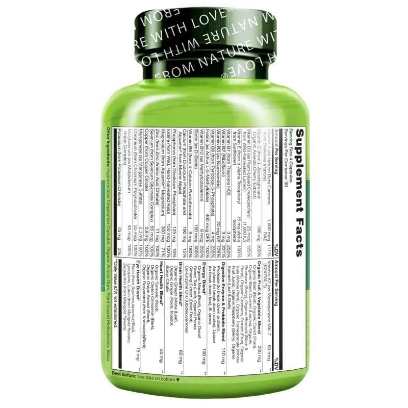 NATURELO Mens Multivitamins - Whole Food Multivitamin for Men with Vitamins, Minerals - 120 Vegetarian Capsules for Energy, Brain, Heart, Eye Health* NATURELO uk supplements