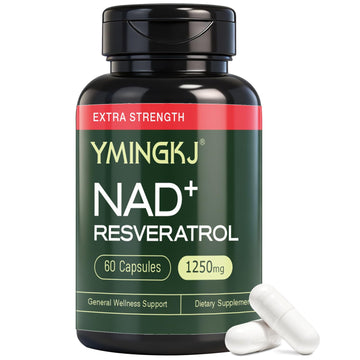 YMINGKJ NAD+ Supplement with Resveratrol 1200mg – Nicotinamide Adenine Dinucleotide & Trans-Resveratrol 50mg, Anti-Aging Cellular Energy & Metabolism Support, 60 Vegetarian Capsules (30 Servings) YMINGKJ uk supplements