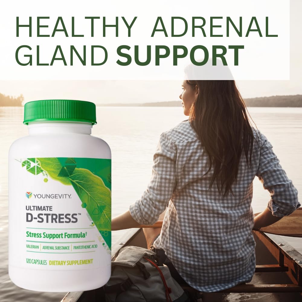 Youngevity Ultimate D-Stress™ – Natural Stress Relief Supplement with Magnesium, Valerian Root Extract, and B Vitamins – Supports Adrenal Health and Nervous System – 120 Capsules (Pack of 1) Youngevity uk supplements