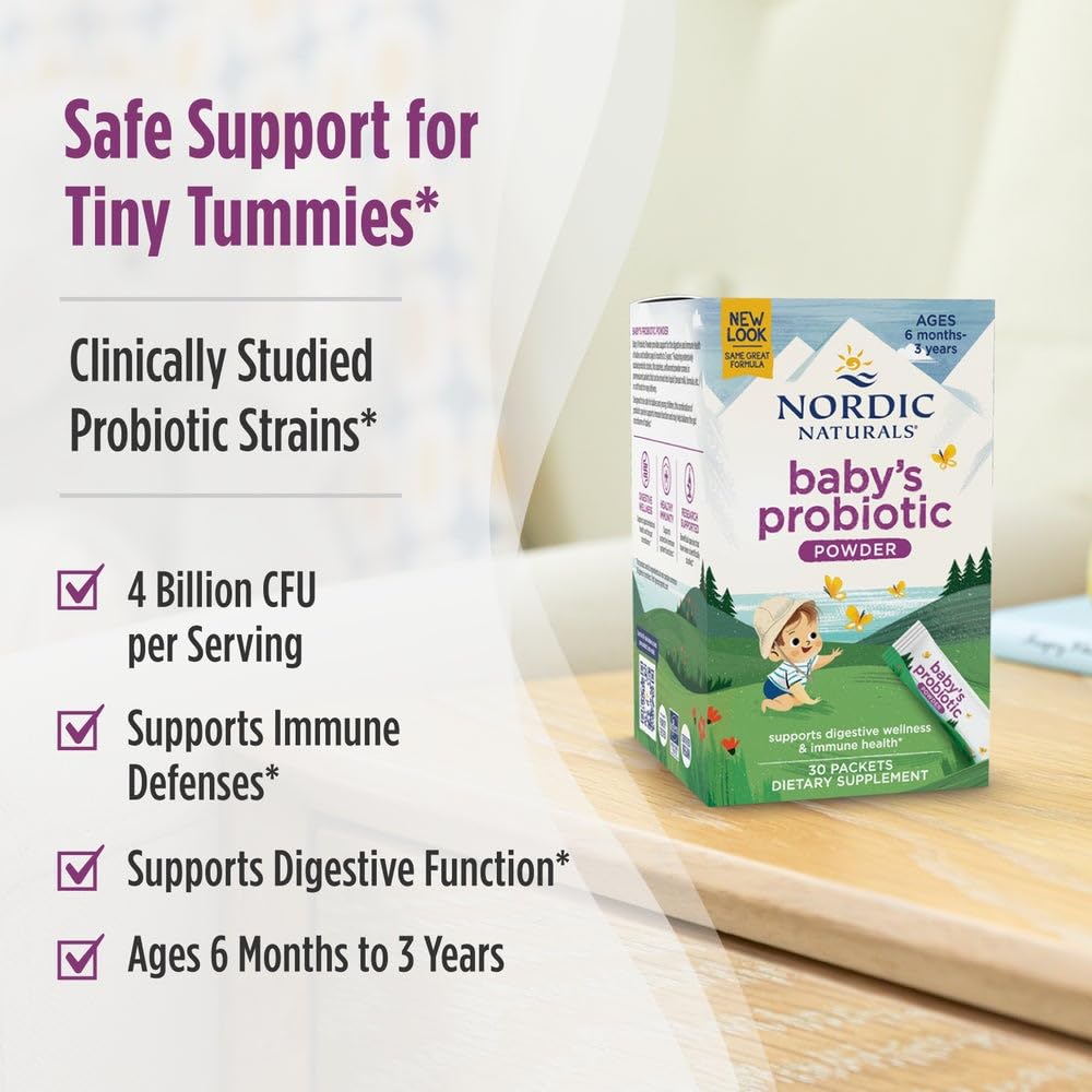 Nordic Naturals Baby’s Nordic Flora Probiotic Powder, Unflavored - 30 Packets - 4 Billion CFU - Digestive Health & Immune Support for Babies & Toddlers (6 Months to 3 Years) - 30 Servings Nordic Naturals uk supplements