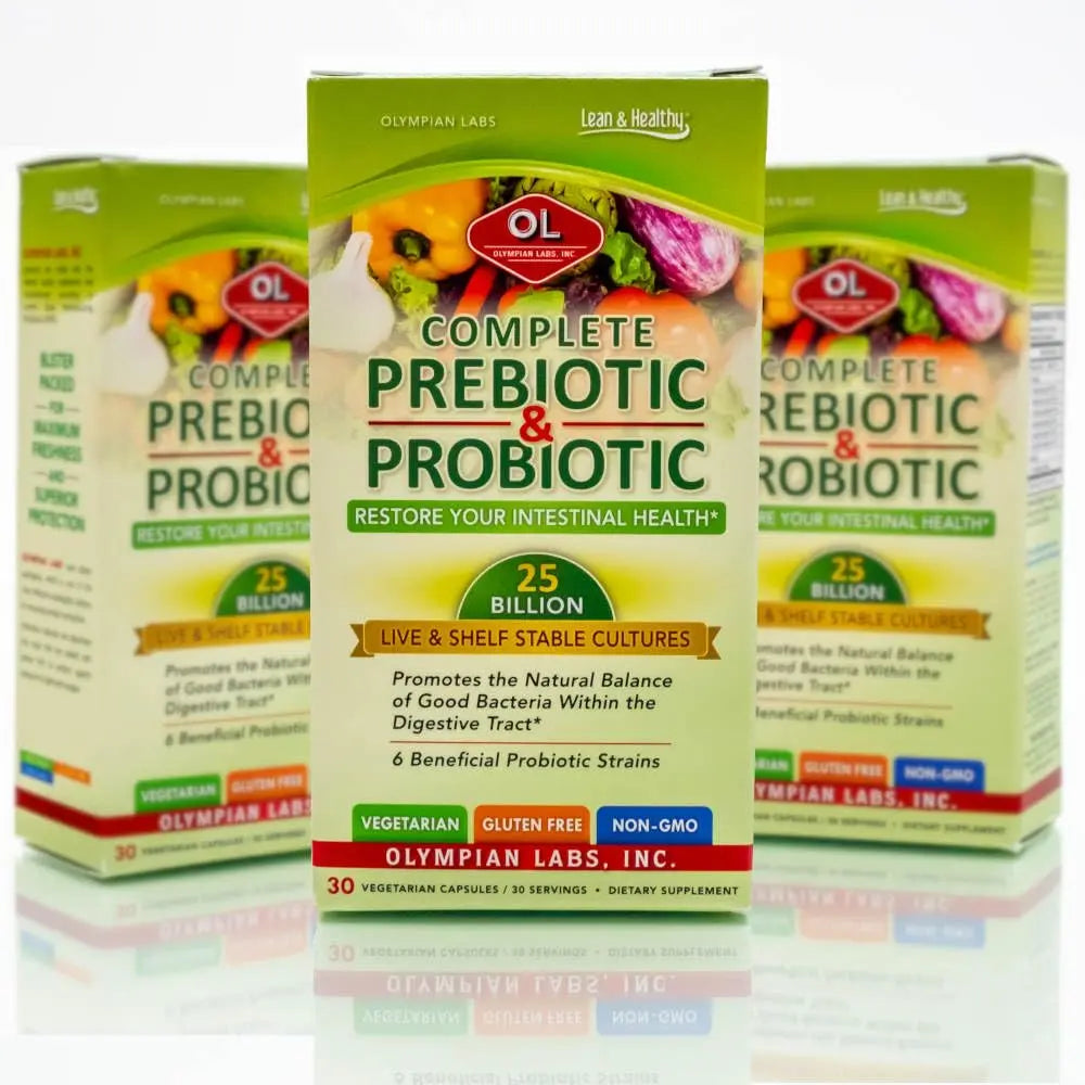 Olympian Labs Complete Prebiotic and Probiotic Supplement - 25 Billion Live Shelf Stable Cultures - 30 Vegetarian Capsules Olympian Labs uk supplements