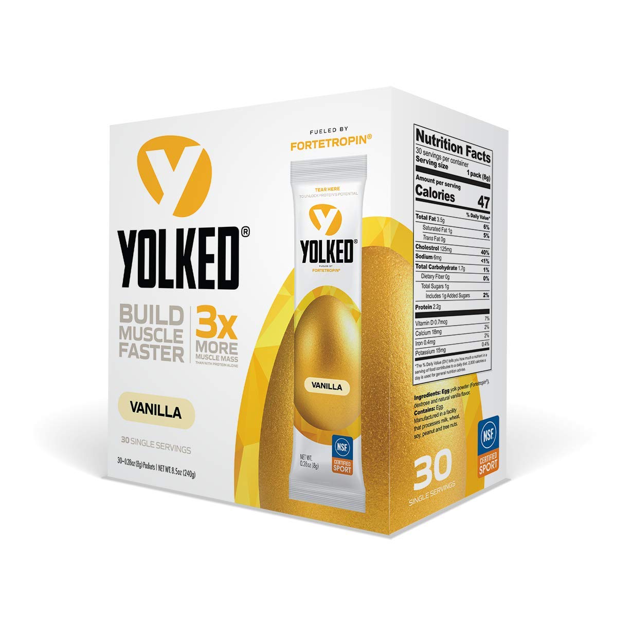 YOLKED - NSF-Certified Muscle Building Supplement - Help Increase Lean Muscle, Reduce Muscle Loss, and Improve Recovery with Fortetropin, 30 Servings YOLKED uk supplements