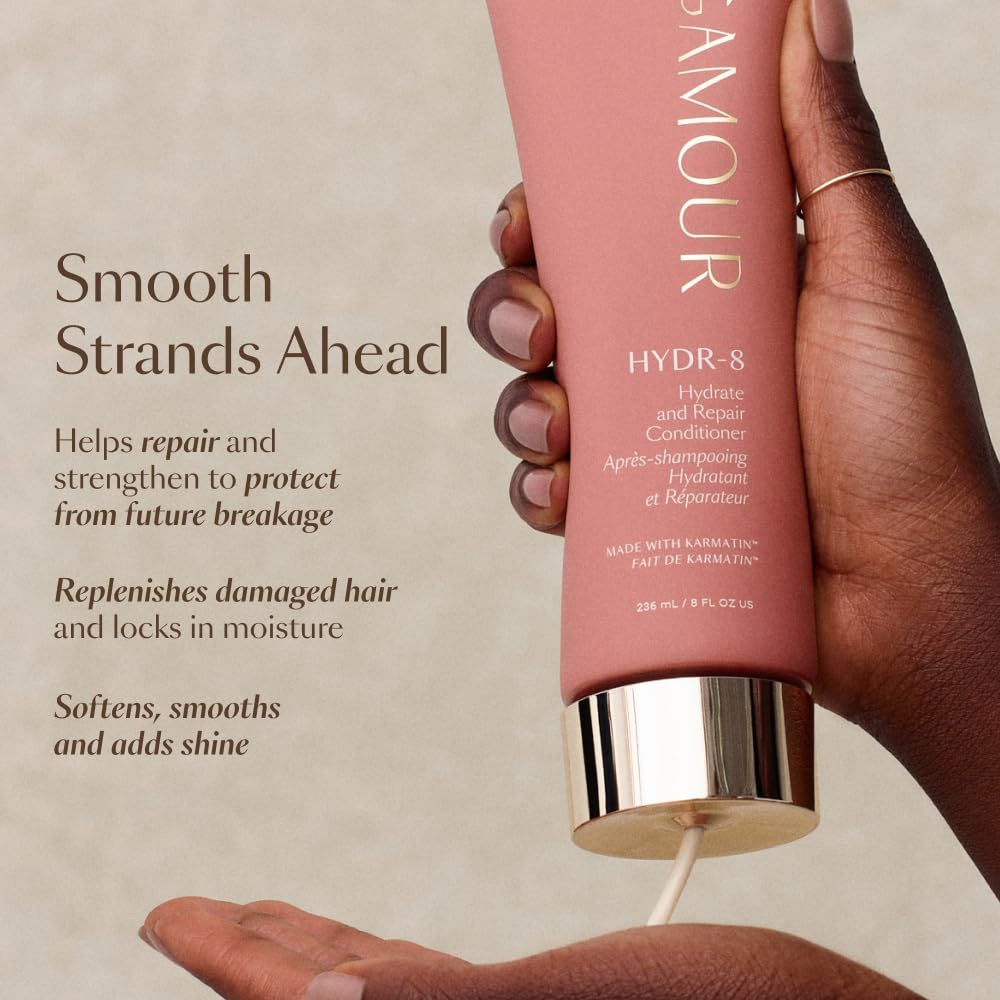 VEGAMOUR HYDR-8 Hydrate and Repair Shampoo and Conditioner Kit | Cleanses and Strengthens Dry, Damaged Hair with Amino Acids and Karmatin™ | Clean, Vegan, Cruelty-Free, Clinically Proven, Color Safe VEGAMOUR uk supplements