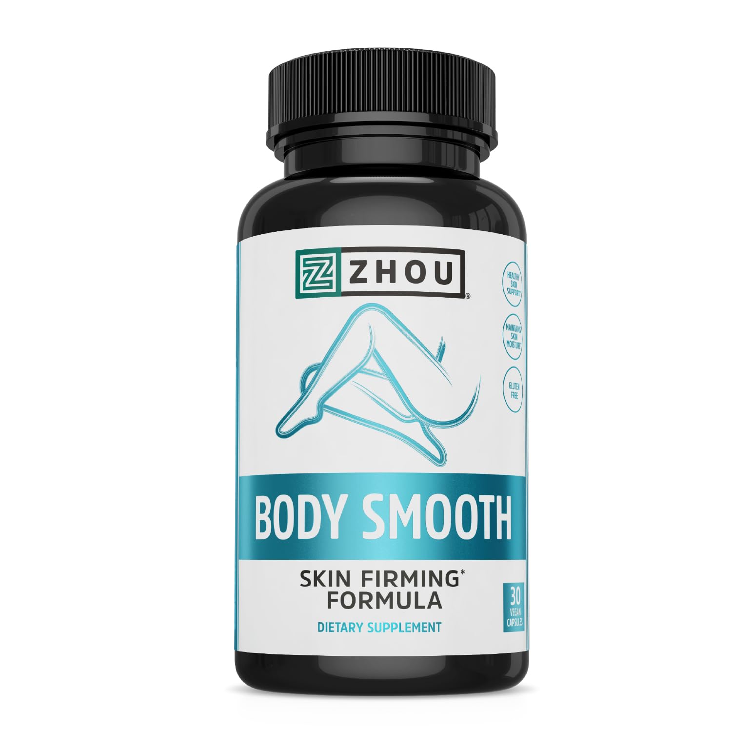 Zhou Body Smooth - Cellulite Pills for Women, Dimpless Anti Cellulite Supplement for Firm Smooth Skin with Hyaluronic Acid & Vitamin C, Skincare for Thigh, Legs, Butt, Supports Hydration - 30 Capsules ZHOU uk supplements