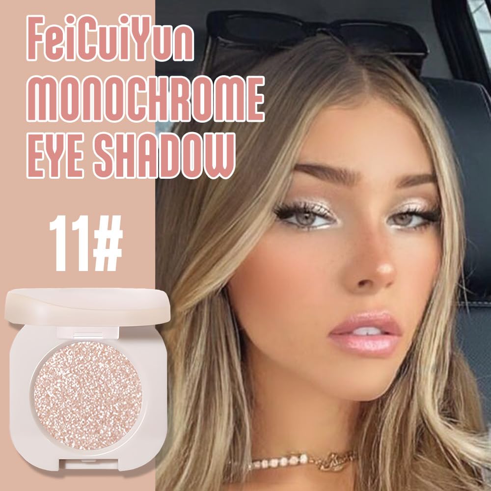 FeiCuiYun Glitter Shimmer Sparkle Eye Shadow Palette Makeup for Older Women, Pearl White Silver Glitter Shimmer Metallic Holographic Iridescent Cream Iridescent Single Monochrome Eyeshadow Makeup, 11 FeiCuiYun uk supplements