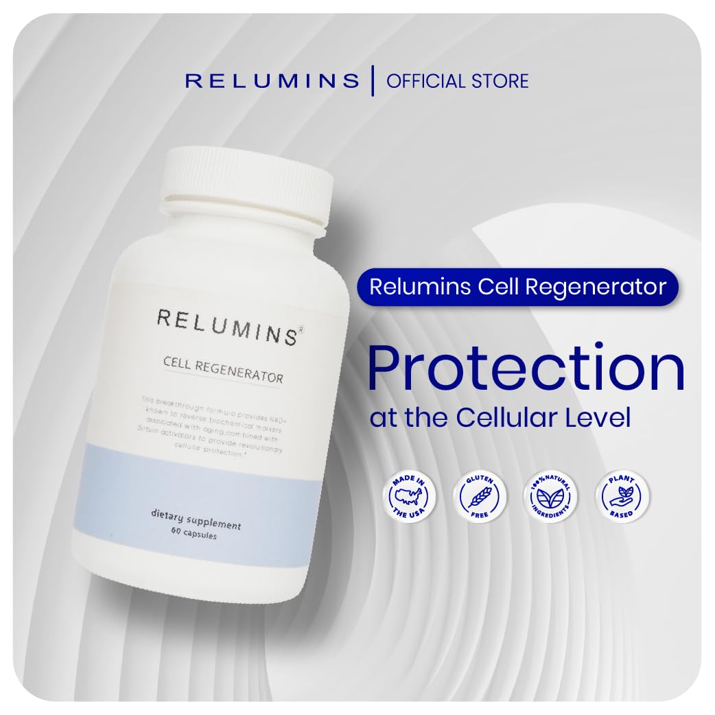 Relumins NAD+ Supplement with Nicotinamide Riboside, Resveratrol, Quercetin, Fisetin & Curcumin – Focus, Vitality, Energy, Balance & Daily Wellness Support – 60 Vegan Capsules Relumins uk supplements