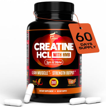 Creatine HCL Capsules with HMB - Workout Supplement for Men & Women, Muscle Builder, Endurance, Strength, Superior to Monohydrate: Instantized for Max Absorption, No Load FOLONA uk supplements