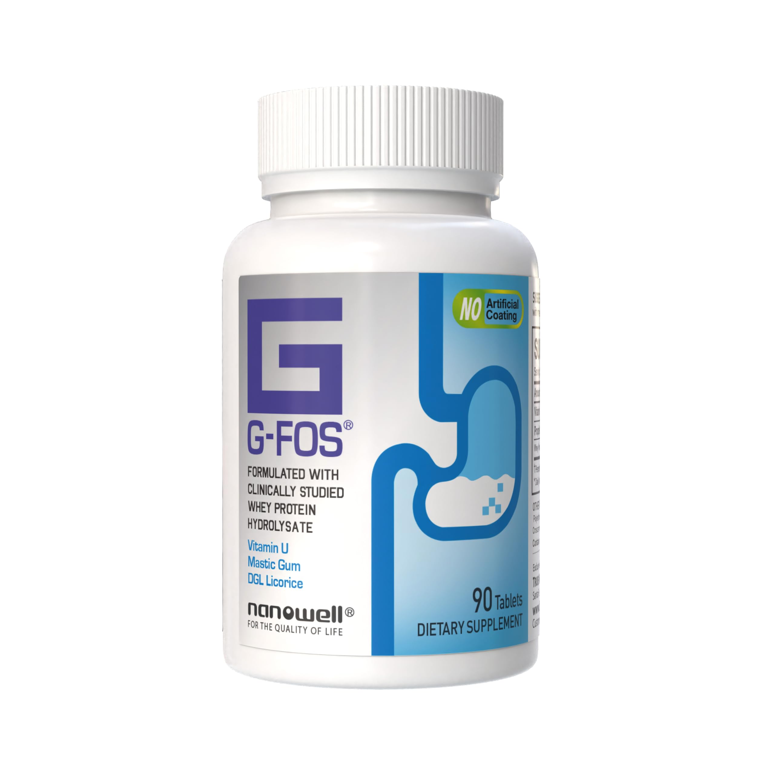 NANOWELL G-FOS Digestive Health Supplement, Vitamin U - 90 Tablets X 2 Bottles for 2 Months (180 Count) NANOWELL uk supplements
