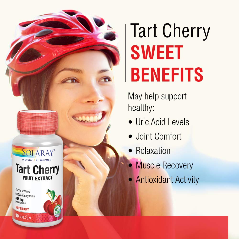 Solaray Tart Cherry Fruit Extract 850 mg - Tart Cherry Supplement with Antioxidants, Fruit Juice Extract with Flavonoids - 90 VegCaps SOLARAY uk supplements