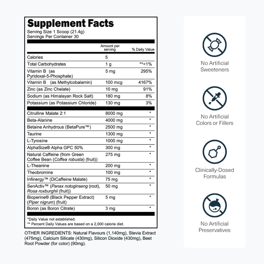 Transparent Labs Bulk Black Pre Workout - Clinically Dosed, Sugar Free Preworkout for Men and Women with Beta Alanine Powder, Citrulline Malate Transparent Labs uk supplements
