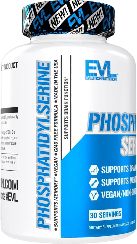 PhosphatidylSerine Nootropics Brain Support Supplement - Advanced Anti Aging Brain Health Supplement for Adults - Memory and Focus with Phosphatidylserine 300mg - EVL Vegan Non-GMO Evlution uk supplements