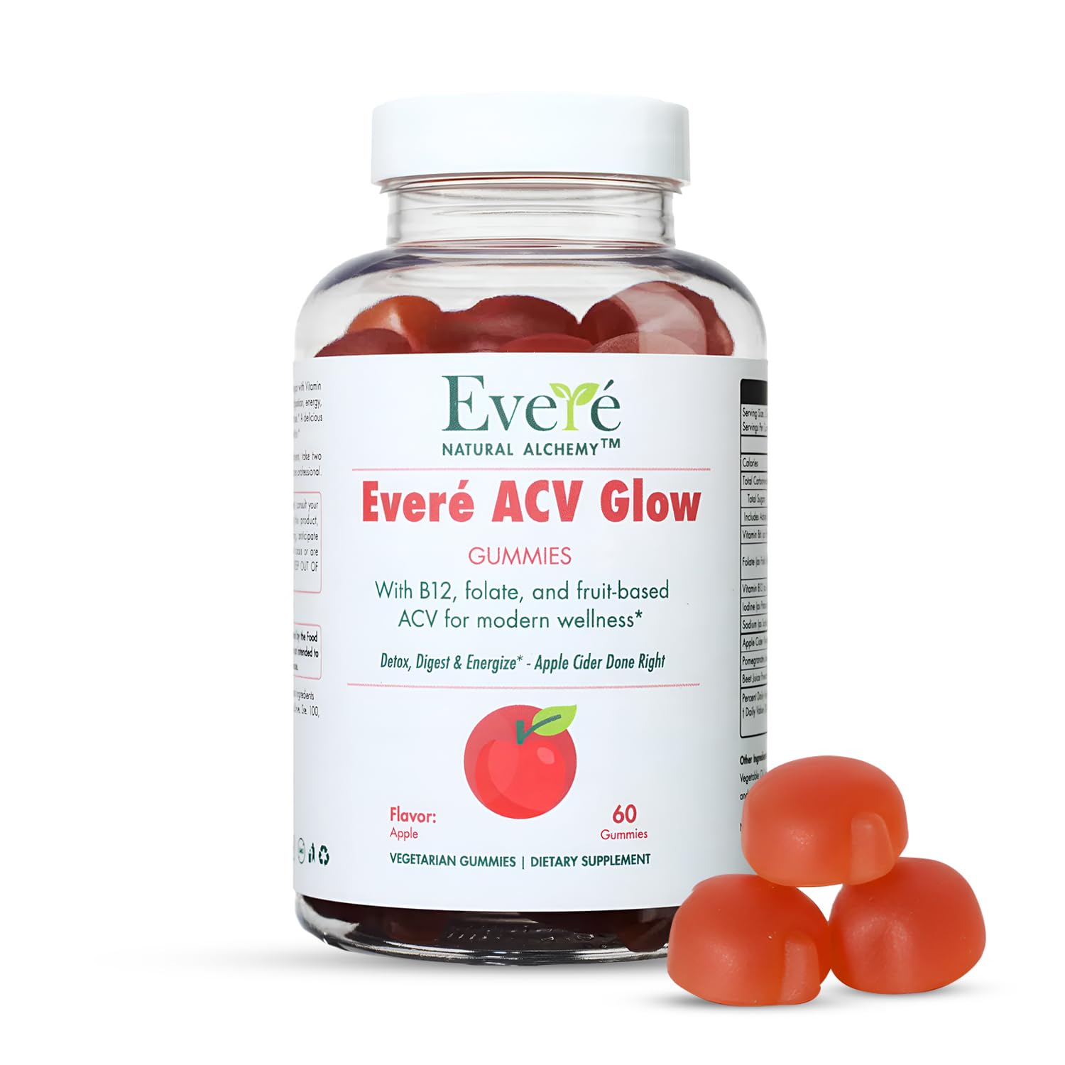 Everé ACV Glow Gummies – Apple Cider Vinegar with B12, B6, Iodine, Folate, Beetroot & Pomegranate – Daily Wellness Support for Energy & Balance The EverÉ Natural Alchemy uk supplements