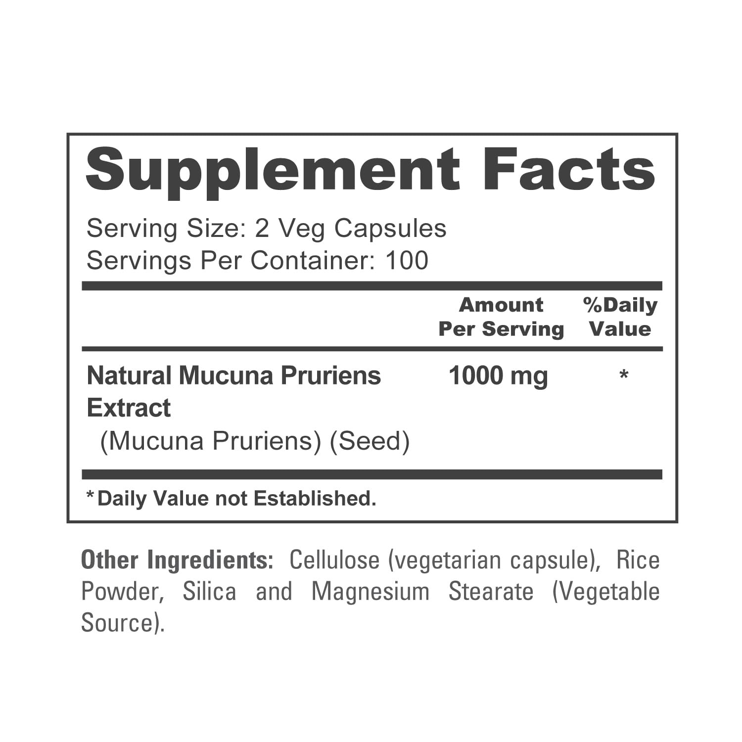 NusaPure Mucuna Pruriens 1000mg 200 Veggie Caps (Non-GMO, 100% Vegetarian, Vegan) NusaPure uk supplements