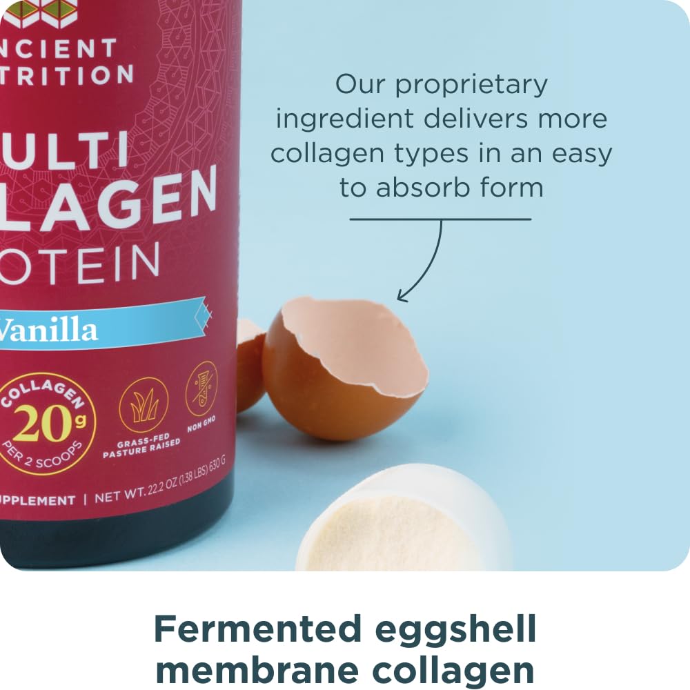 Ancient Nutrition Organic Supergreens Powder, Mango, 25 Servings + Multi Collagen Protein Powder, Vanilla, 60 Servings Ancient Nutrition uk supplements