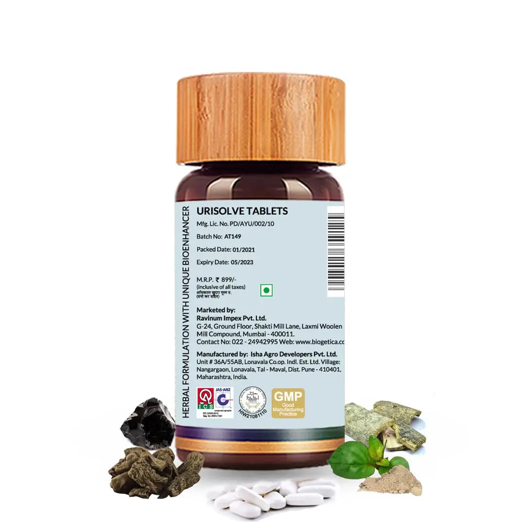 Biogetica Urisolve Kidney Care Herbal Supplement with Asparagus Racemosus & Terminalia Chebula for Optimal Urinary System Support - Non-GMO - 100% Vegan Ayurveda Supplement - 80 Tablets Biogetica uk supplements