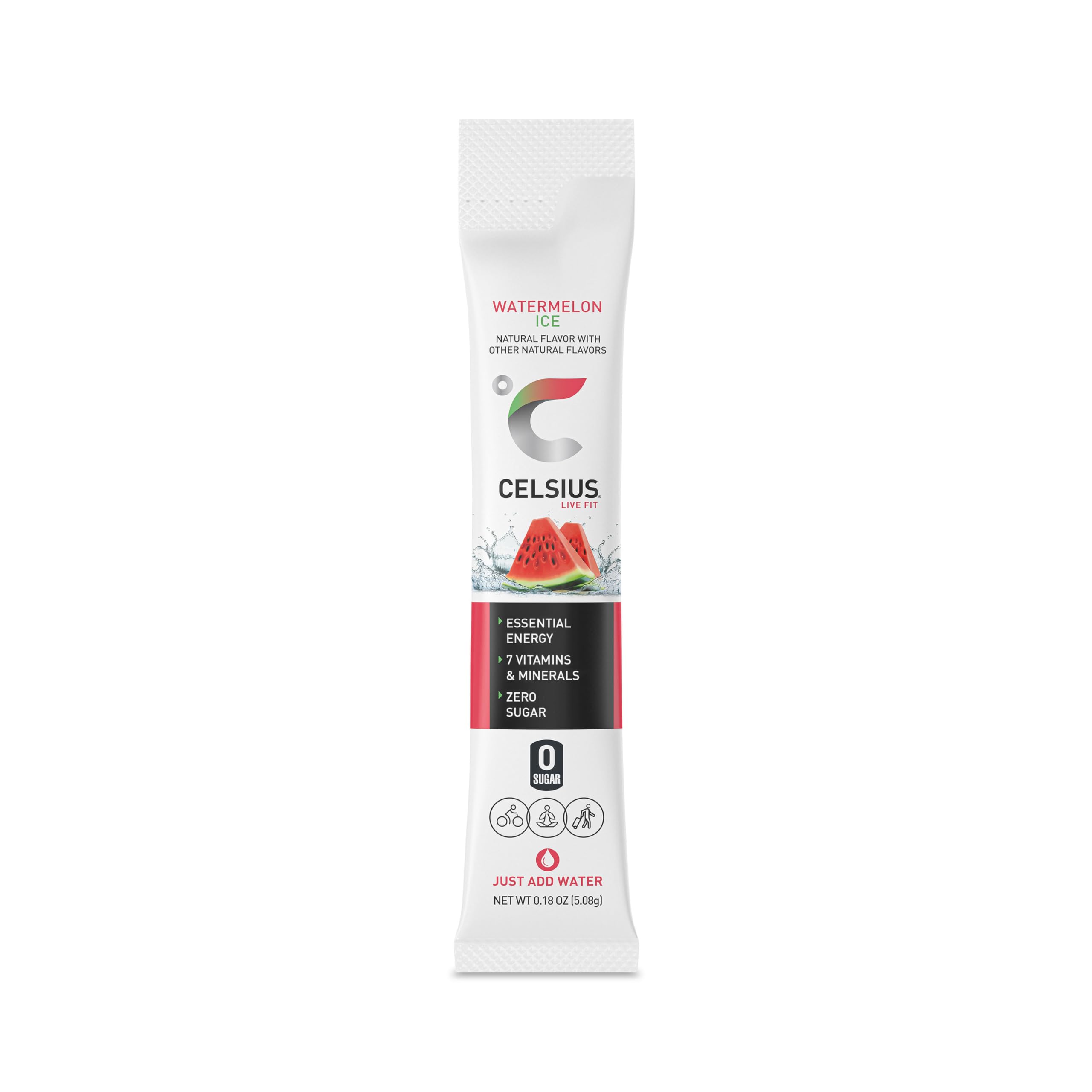 CELSIUS On-the-Go Powder Sticks Watermelon Ice, Essential Energy (14 Sticks per Pack) CELSIUS uk supplements