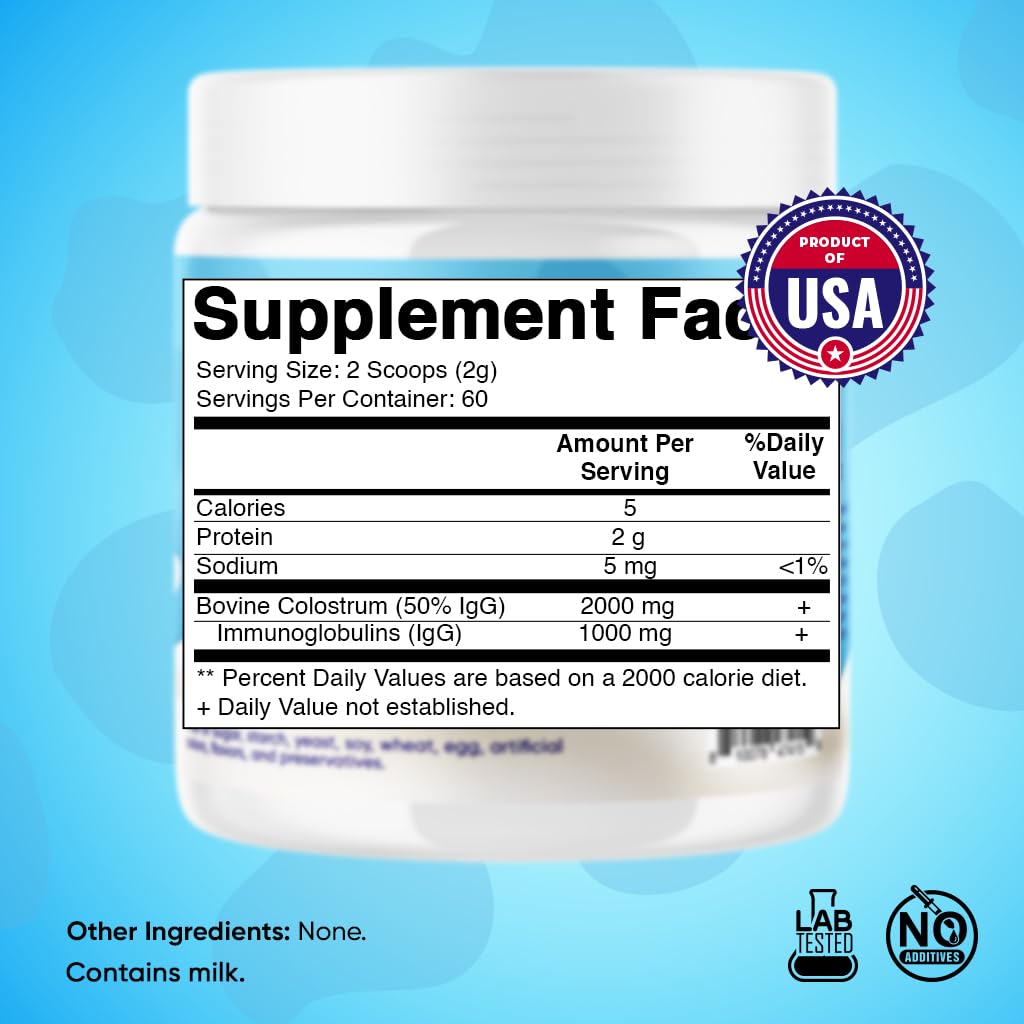 Vitamatic Bovine Colostrum Powder - 50% Highest IgG - Supplement for Gut Health Vitamatic uk supplements