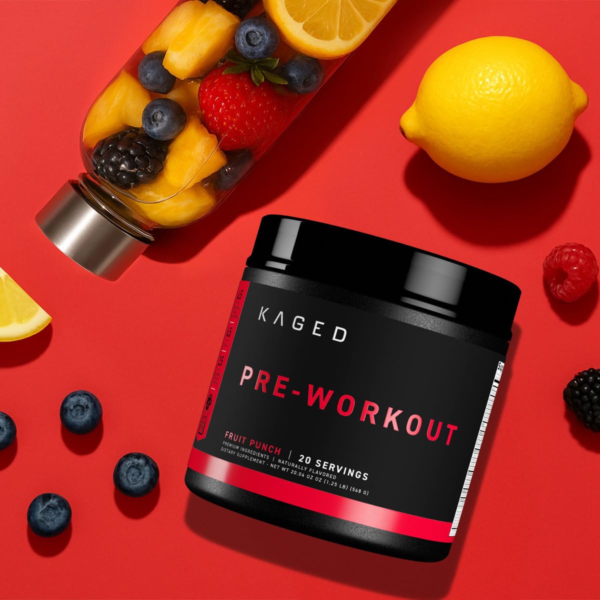 Kaged Stimulant Free Pre Workout Powder | Fruit Punch | Pre-Kaged | Formulated with Creatine, Beta Alanine | No Jitters | 20 Servings Kaged uk supplements