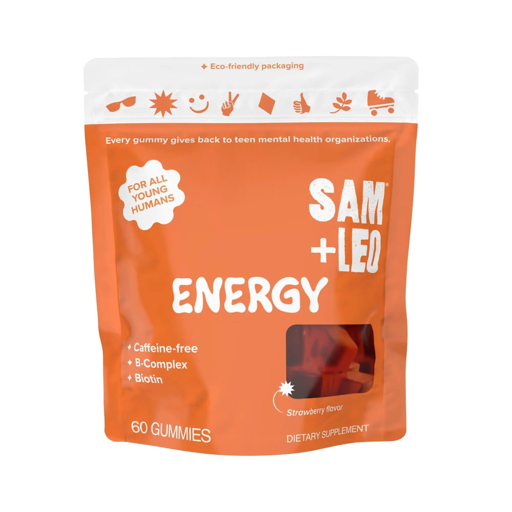 SAM+LEO Vitamin B Complex Gummies with Biotin for Kids & Teens - Caffeine-Free Focus & Energy Support Supplement Gummies | SAM+LEO uk supplements