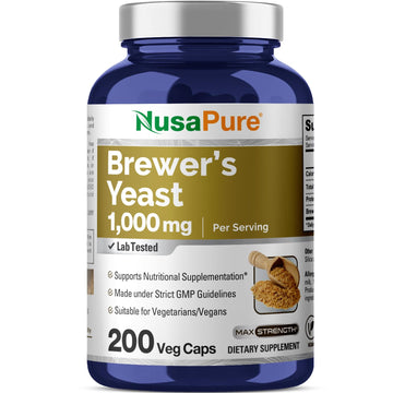 NusaPure Brewer’s Yeast - Suitable for Vegetarian/Vegan, Non - GMO - 1000mg 200 Capsules NusaPure uk supplements