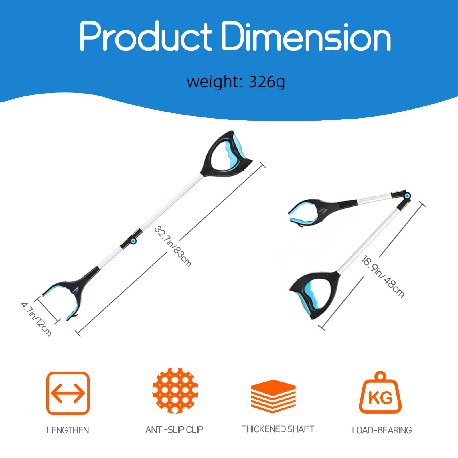 Grabber Reacher Tool, 32" Pick Up Stick Grabber with LED for Elderly and Lightweight Trash Picker Campsie uk supplements