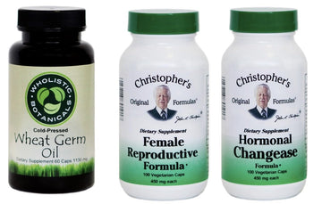Dr. Christopher’s Female Health Bundle | Female Reproductive, Hormonal Changease & Wheat Germ Oil | 3-Bottle Herbal Support Pack | 100 Veg Capsules Each | USDA Organic Dietary Supplements Generic uk supplements