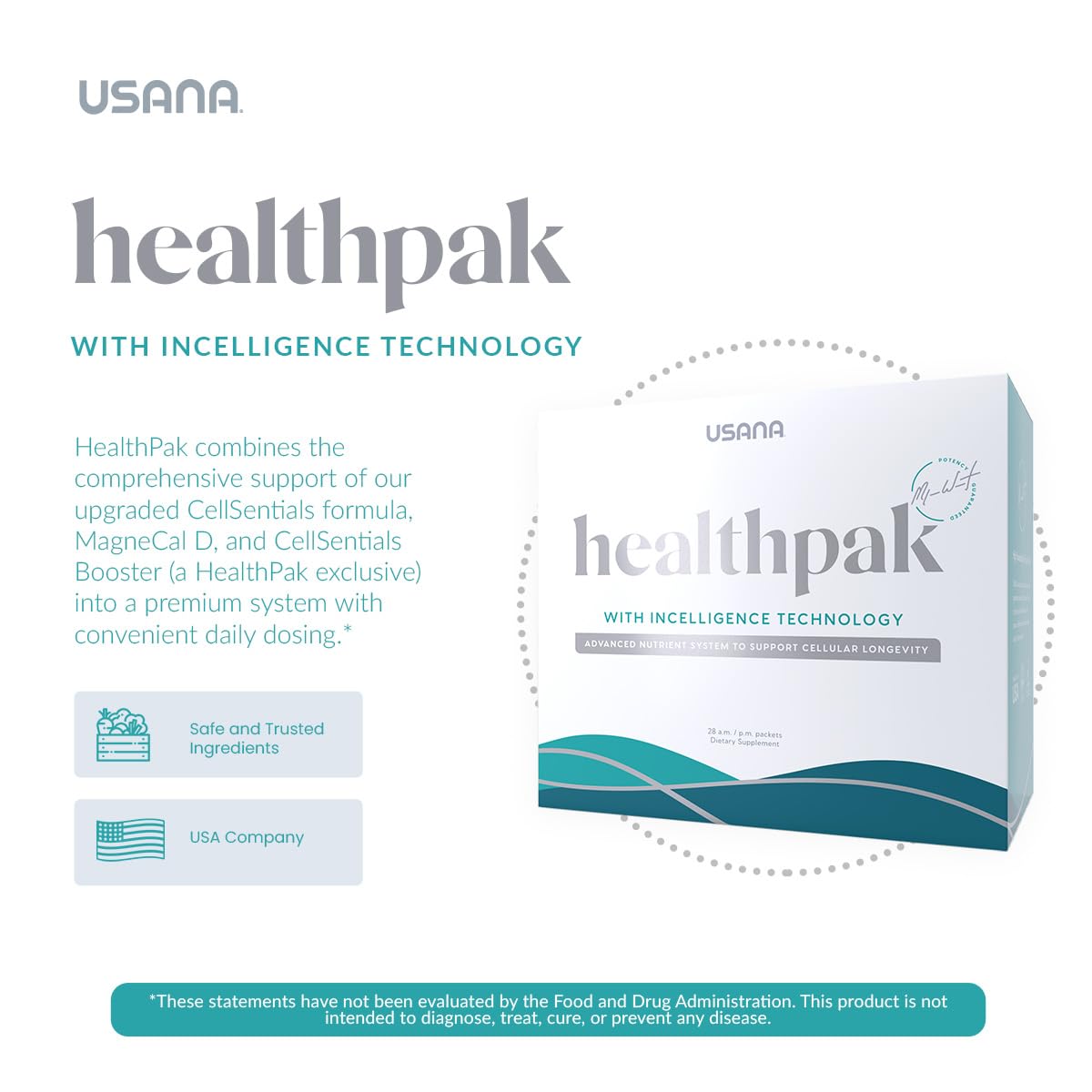 USANA HealthPak with InCelligence Technology and Essential Nutrients and Antioxidants to Support Total Body Health* – Convenient Daily AM/PM Packets – 56 Packets – 28 Day Supply USANA uk supplements