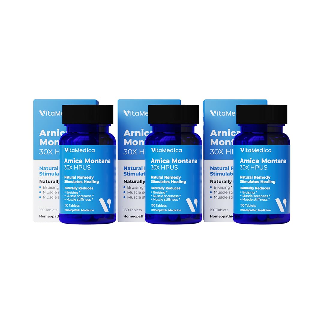 VitaMedica Arnica Montana 30X Homeopathic Tablets for Bruising Pain and Swelling | Plant Based Formula | Recommended by Plastic Surgeons | Natural Recovery Surgery Or Injury | 3 Pack | 150 Servings VitaMedica uk supplements