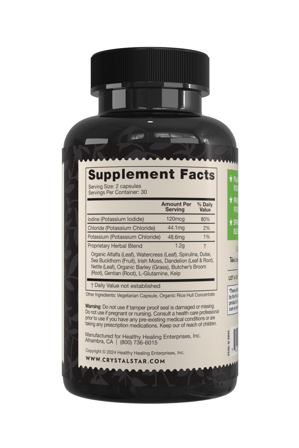 Crystal Star Ocean Minerals Supplement (60 Capsules) – Daily Herbal Supplement for Bone Health & Collagen – Sea Buckthorn, Spirulina & Organic Alfalfa - Non-GMO Crystal Star uk supplements