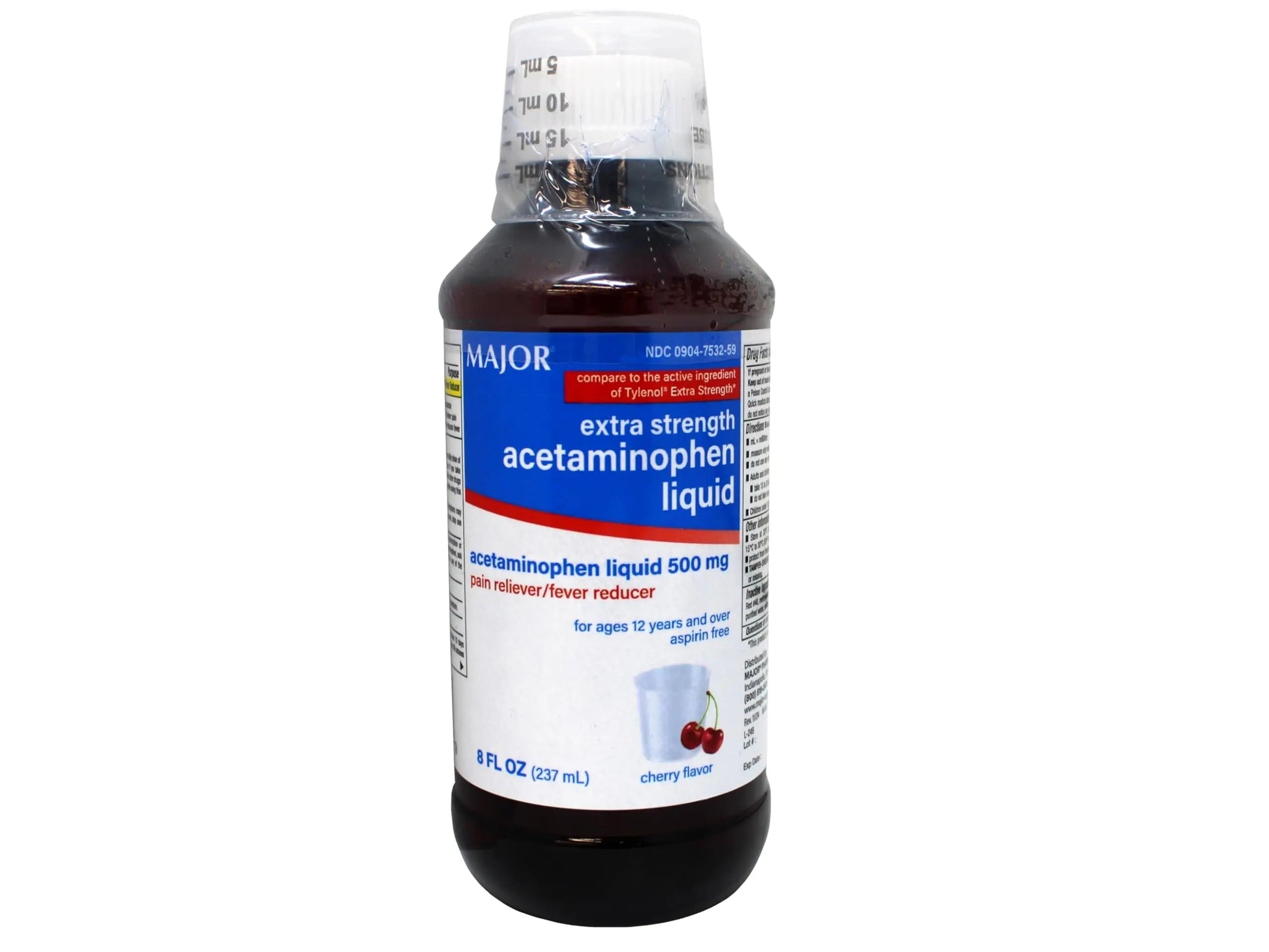 MAJOR Adult Extra Strength Liquid Acetaminophen - 500 mg Acetaminophen/15 mL Dose - Pain Reliever and Fever Reducer - Cherry Flavor - 8 Fl Oz MAJOR uk supplements