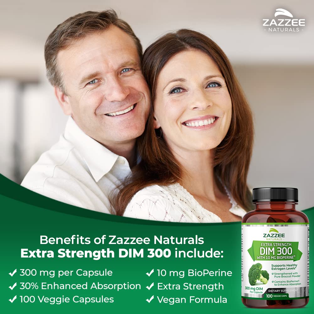 Zazzee Extra Strength DIM 300, 10 mg BioPerine and 300 mg DIM per Capsule, 100 Vegan Zazzee uk supplements