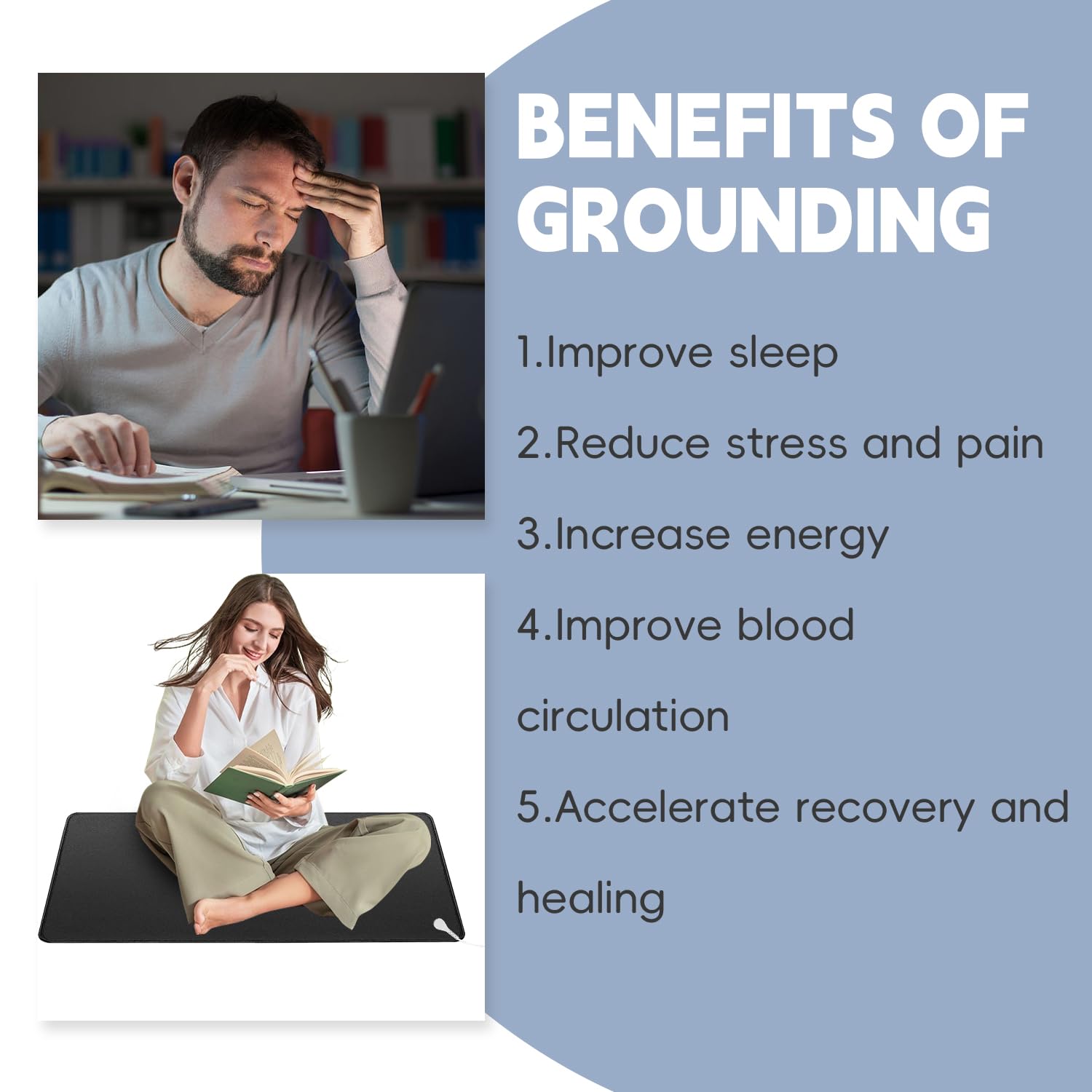 XINHUSU Grounding Mat 11.8"x23.6" Grounding Pad with 15ft Grounding Cord Grounding Mat XINHUSU uk supplements