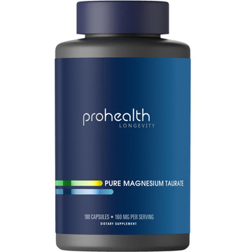 ProHealth Pure Magnesium Taurate, 160mg per Serving | Optimal Bioavailability Supplement for Healthy Aging | Supports Brain, Heart, and Muscle Health | Third-Party Tested for Quality | 180 Capsules ProHealth uk supplements