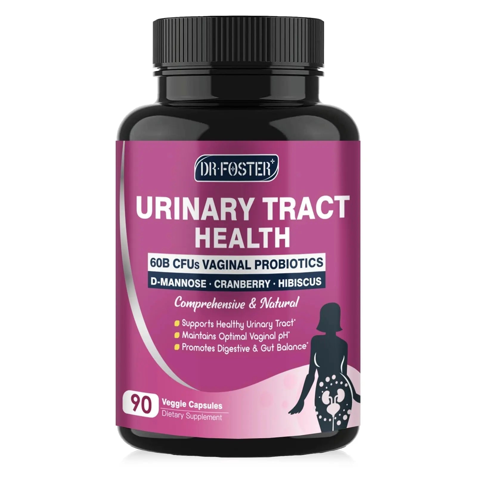 DRFOSTER Urinary Tract Health for Women, Vaginal Probiotics for Women pH Balance with D-Mannose, Cranberry, Probiotics and Prebiotics for Digestive Helath 90 Veggie Capsules DRFOSTER uk supplements