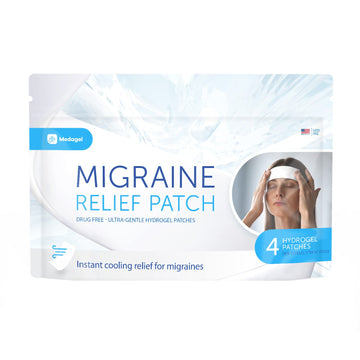 Medagel Migraine Relief Patch, Cooling Patches for Migraine, Fever, Hormone, & Headaches, Mess & Odor-Free Hydrogel Cooling, Made in The USA, 1 Pack (4 x Patches) White Medagel uk supplements