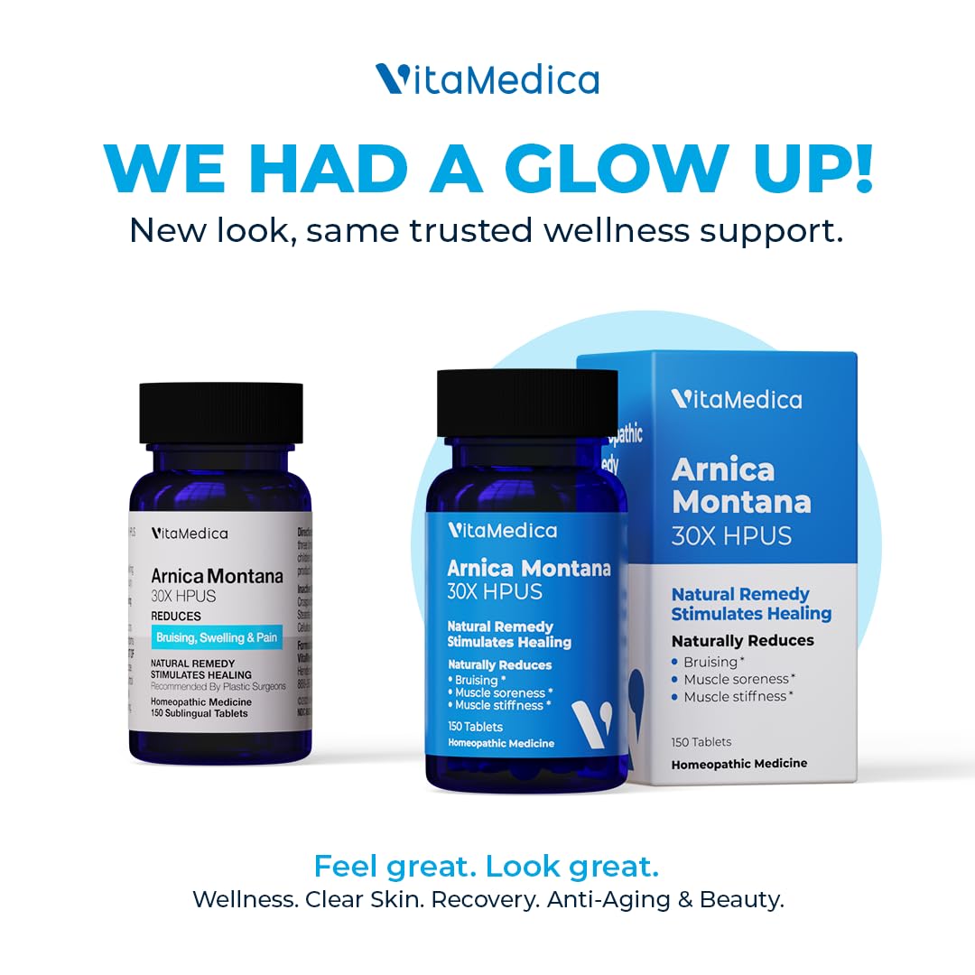VitaMedica Arnica Montana 30X Homeopathic Tablets for Bruising Pain and Swelling | Plant Based Formula | Recommended by Plastic Surgeons | Natural Recovery Surgery Or Injury | 3 Pack | 150 Servings VitaMedica uk supplements