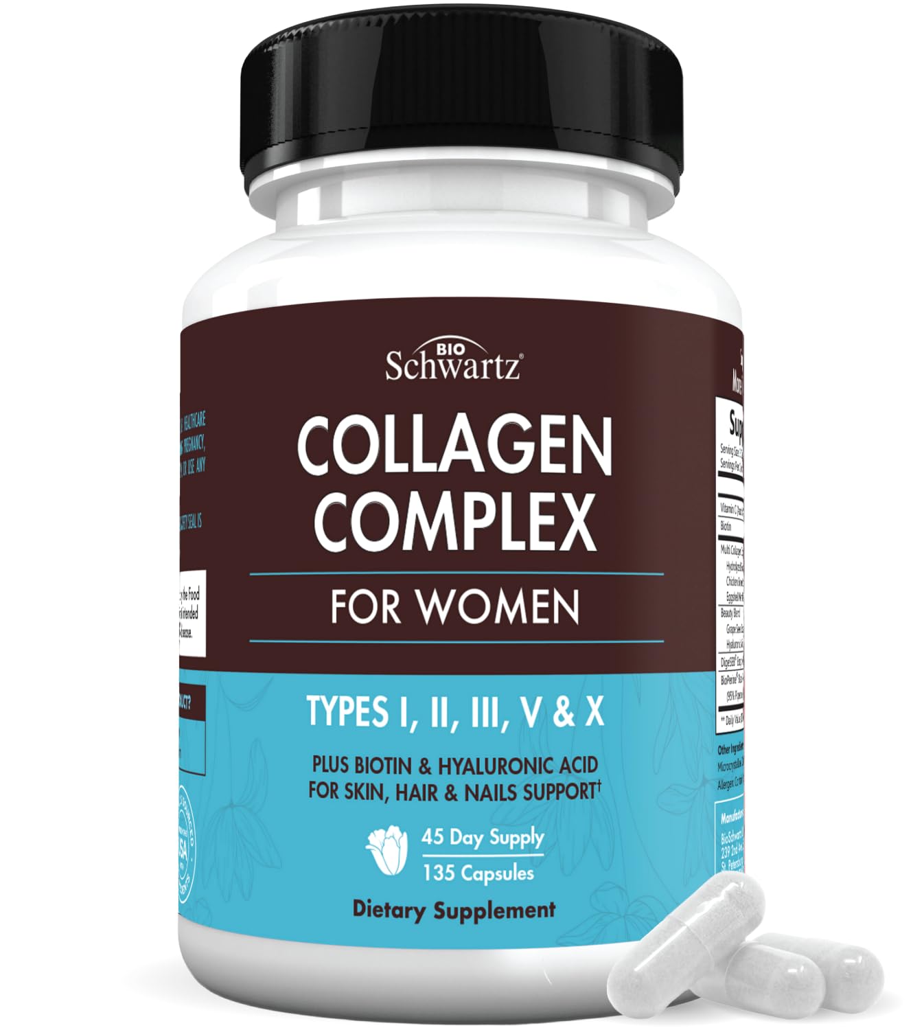 Multi Collagen Pills for Women (Types I II III V X) with Vitamin C Hyaluronic Acid Biotin BioSchwartz uk supplements