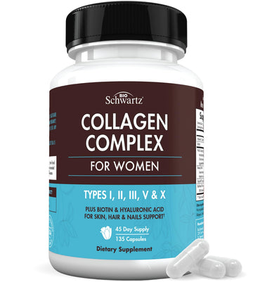 Multi Collagen Pills for Women (Types I II III V X) with Vitamin C Hyaluronic Acid Biotin BioSchwartz uk supplements