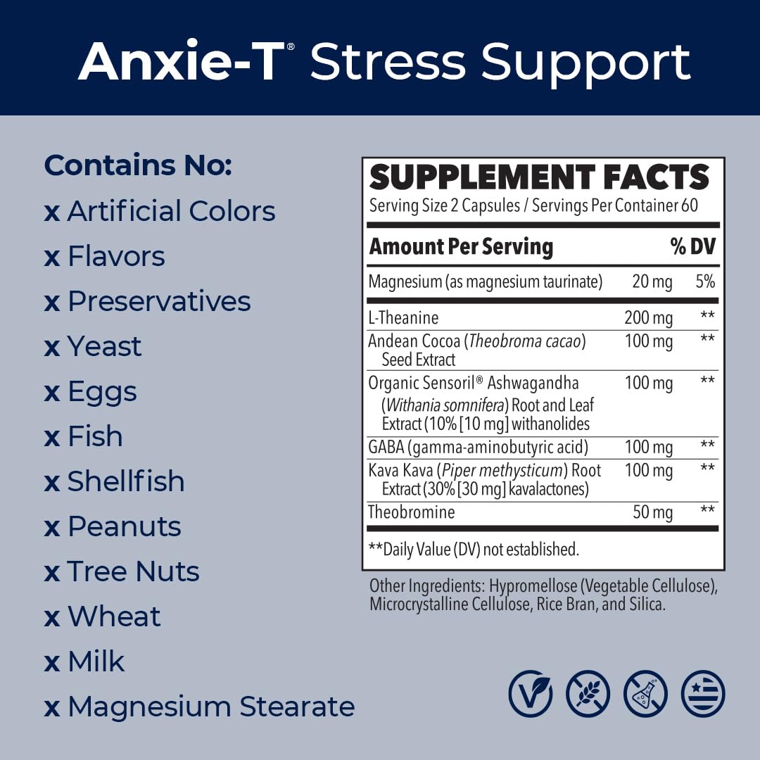 Anxie-T - Stress Relief Supplement - Supports Mood & Mental Focus - Feel Calm LifeSeasons uk supplements
