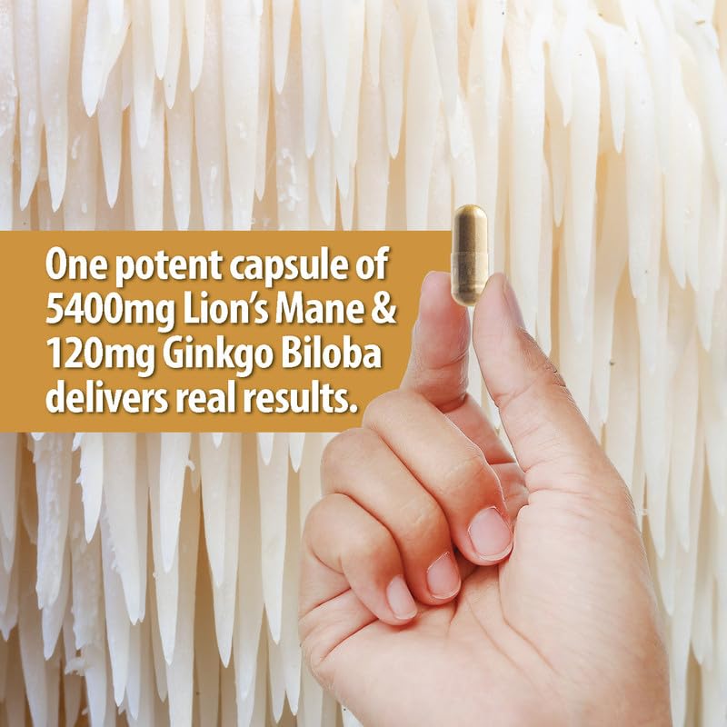 NooMost Organic Lions Mane Supplement Capsules 5400mg, Ginkgo Biloba 120mg NooMost uk supplements