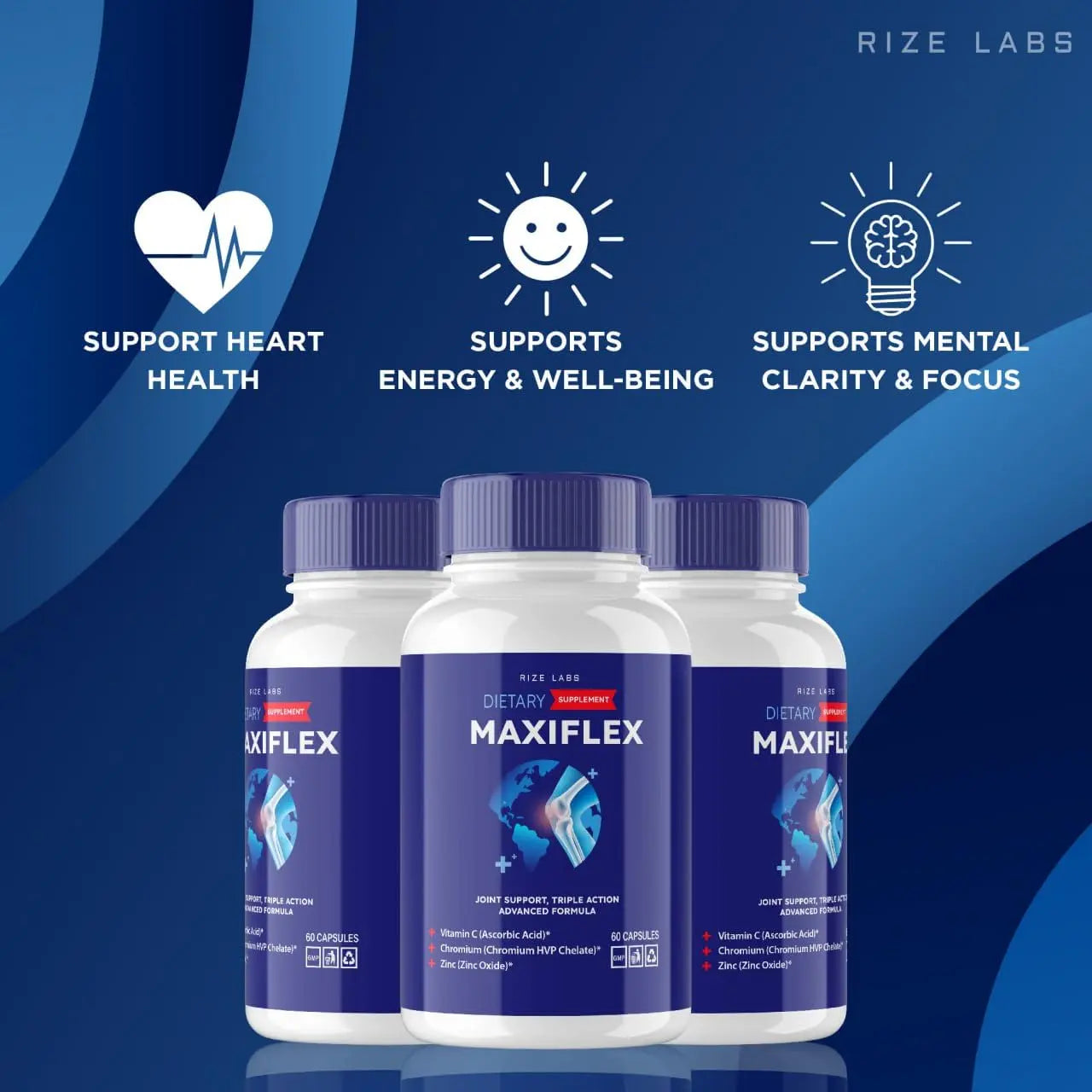 rize labs - Maxi Flex All Natural Suppplement, Capsules for Joint Support, Pills for Mobility and Flexibility, Advanced Formula Supplement, Triple Action (300 Capsules) rize labs uk supplements
