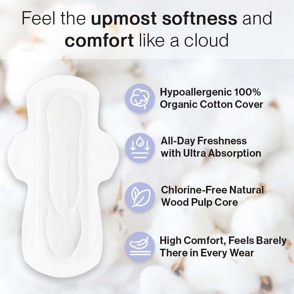SANDIS Feminine Pad for Women - Regular 28 Count 100% Organic Cotton Ultra Thin with Wings SANDIS uk supplements