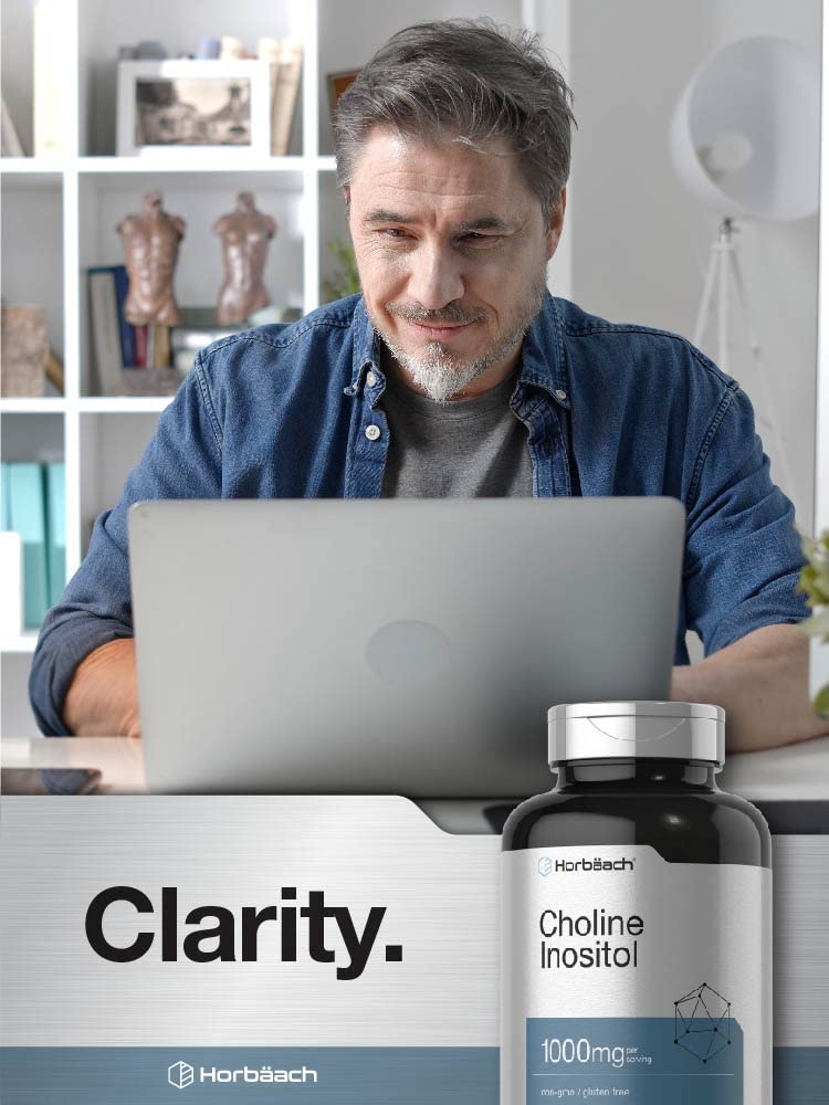 Choline Inositol 1000mg Supplement | 200 Capsules | Non-GMO, Gluten Free | by Horbaach Horbäach uk supplements