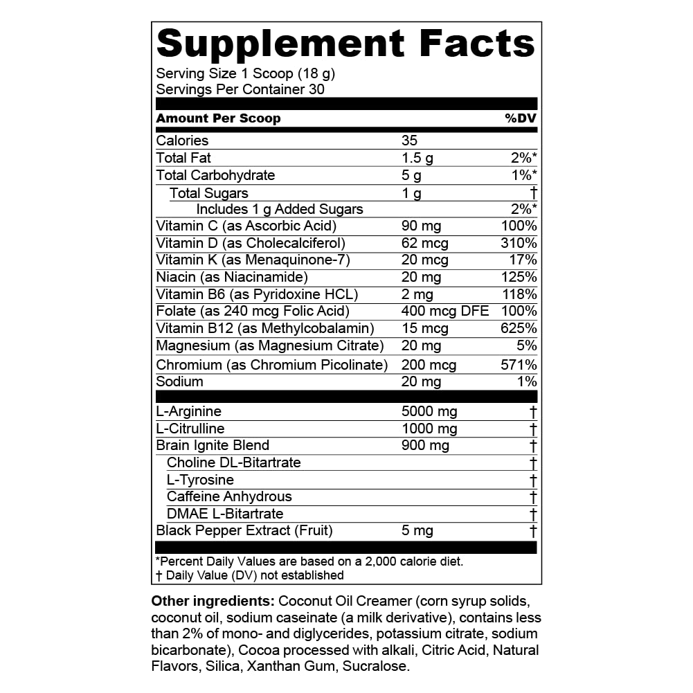 MTN OPS Hot Ignite Supercharged Energy Drink Mix Focus Enhancer, Hazelnut Cocoa MTN OPS uk supplements