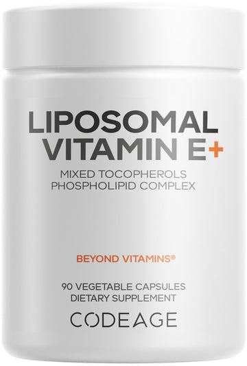 Codeage Liposomal Vitamin E Supplement - All Vitamin E Tocopherols - 3-Month Supply - Alpha Tocopherols, Beta, Gamma, and Delta - Liposomal Mixed Tocopherols - Non-GMO Phospholipid - 90 Capsules Codeage uk supplements