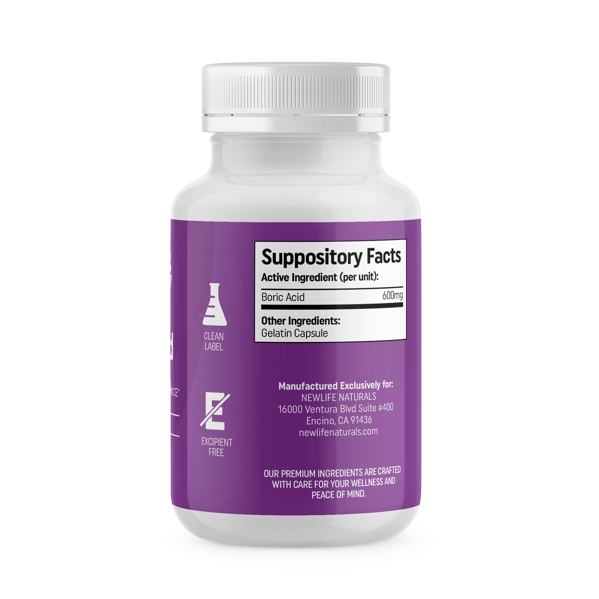NewLife Naturals - Medical Grade Boric Acid Vaginal Suppositories - 600mg - 100% Pure Womens pH Balance Pills - Yeast Infection, BV - 90 Capsules: Made in USA NewLife Naturals uk supplements