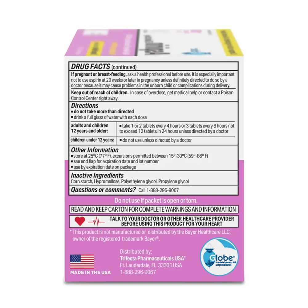 Globe Aspirin Tablets, 325 mg - 100 Count, Single Use Packets, NSAID Pain Relief, Pain Reliever & Fever Reducer, Arthritis Pain Relief, Headache Relief, Migraine Medicine Aspirin Pain Reliever. Globe uk supplements