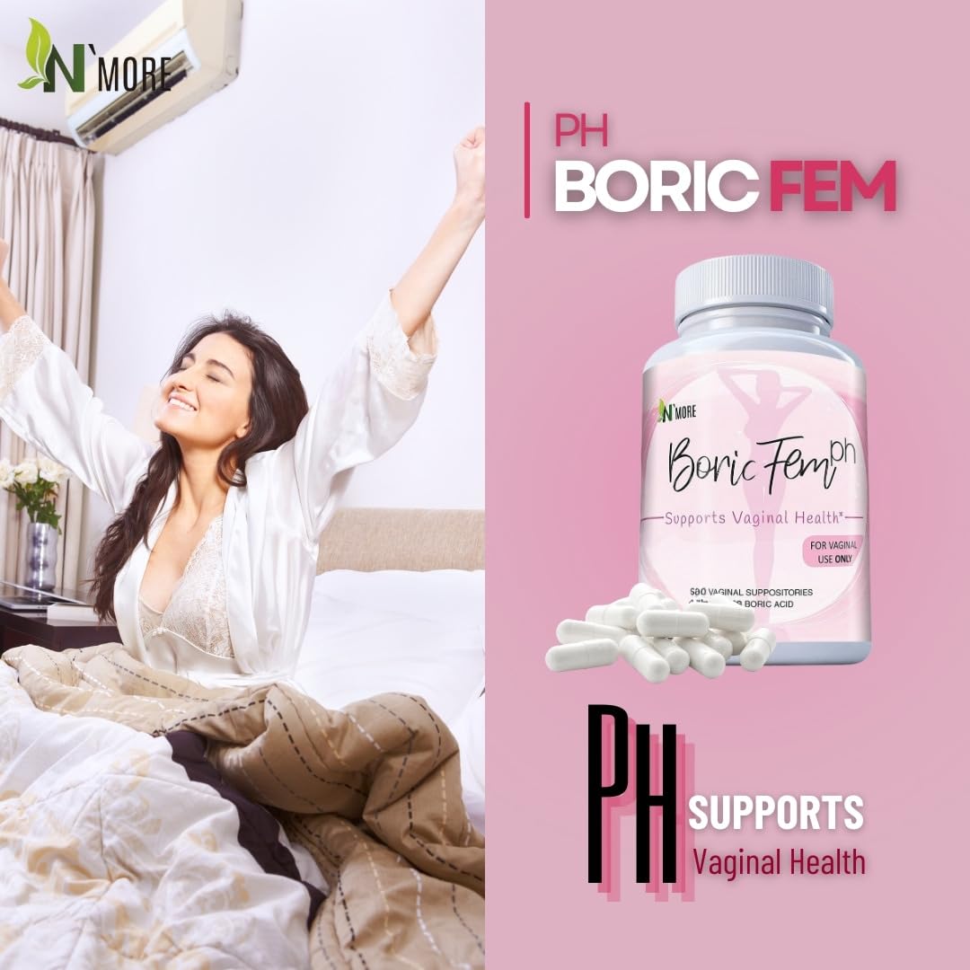 N'More Boric Acid Vaginal Suppositories- 100% Pure - Made in USA- Boricfem Vaginal Health Supplement- 30 Servings (Pack of 1) N'More uk supplements