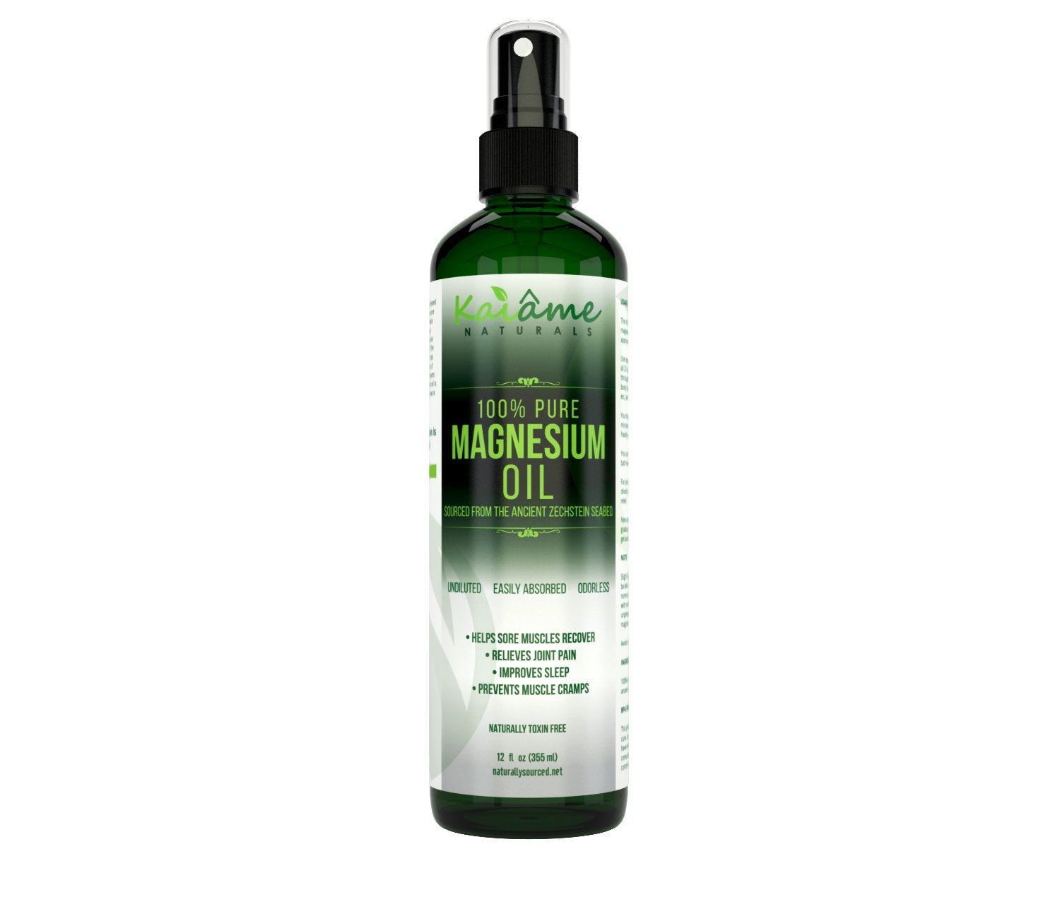 Kaiame Naturals Magnesium Oil Spray, Large 12 oz, Undiluted, Pure and Organic, Sourced from Ancient Zechstein Seabed Kaiame Naturals uk supplements